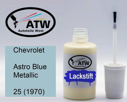 Chevrolet, Astro Blue Metallic, 25 (1970): 20ml Lackstift, von ATW Autoteile West.